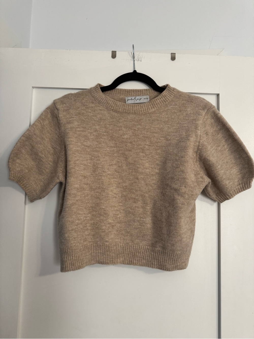 Petal & Pup Short Sleeve Crewneck Sweater in Beige